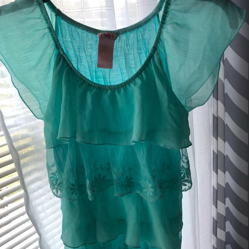 Teal textured top
